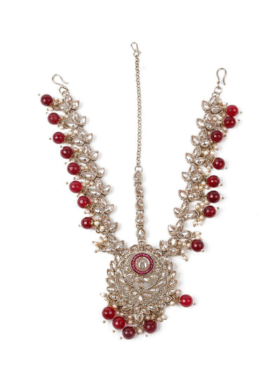 Faux Pearl and Kundan Three Layered Jewelry Set - Odette