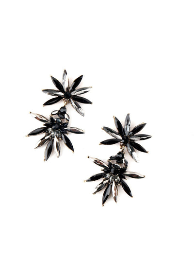 Floral Black-Grey Cute Dangle Earrings - Odette