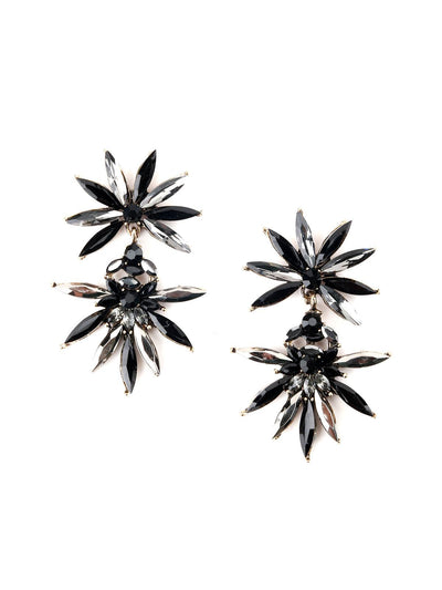 Floral Black-Grey Cute Dangle Earrings - Odette