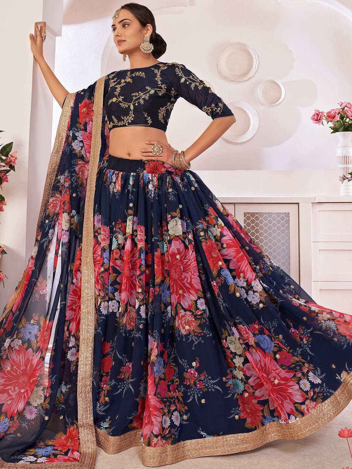Angalakruthi Boutique - #Floral Lehenga #Sequence work Lehenga #Trendy Crop  top & skirt #ANGALAKRUTHI #Bangalore Boutique #Whats app-8884346333 |  Facebook