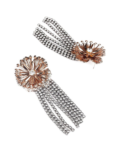 Floral metal arrangement tassel earrings - Odette