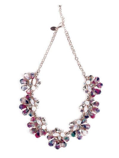 Floral purple statement necklace - Odette