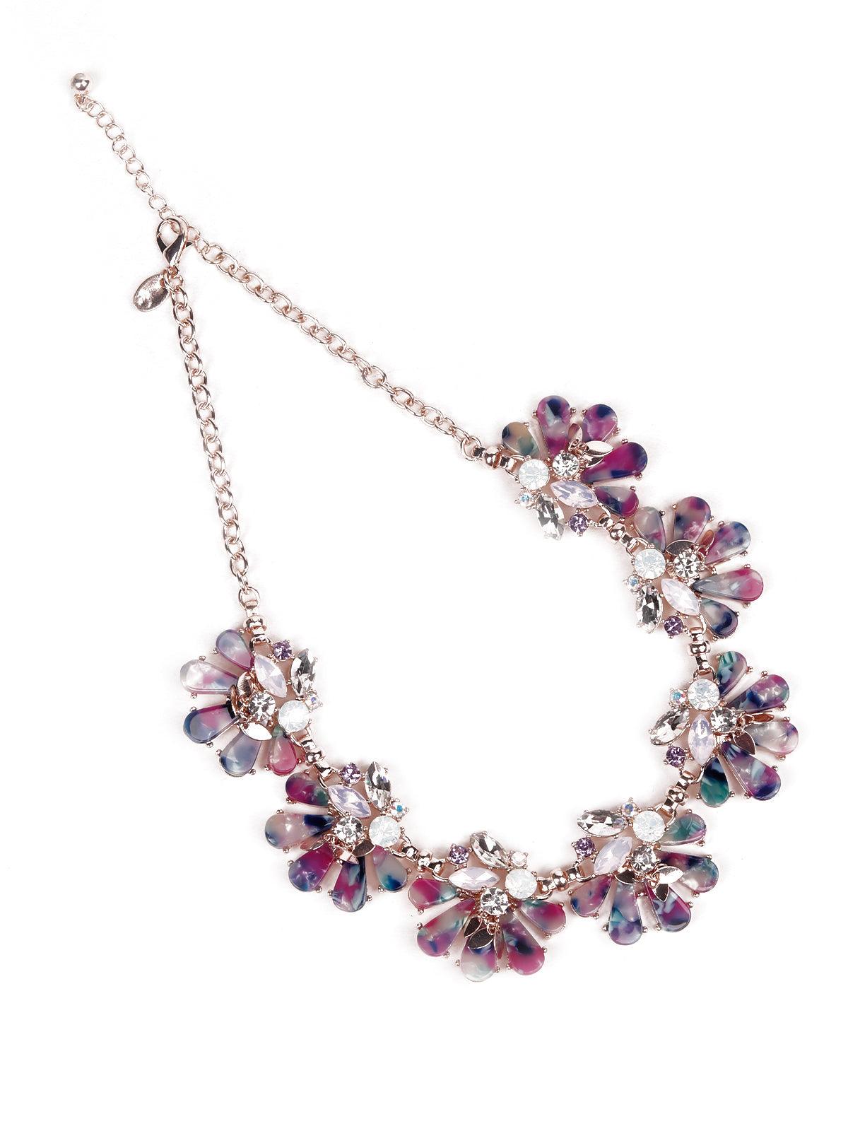 Floral purple statement necklace - Odette