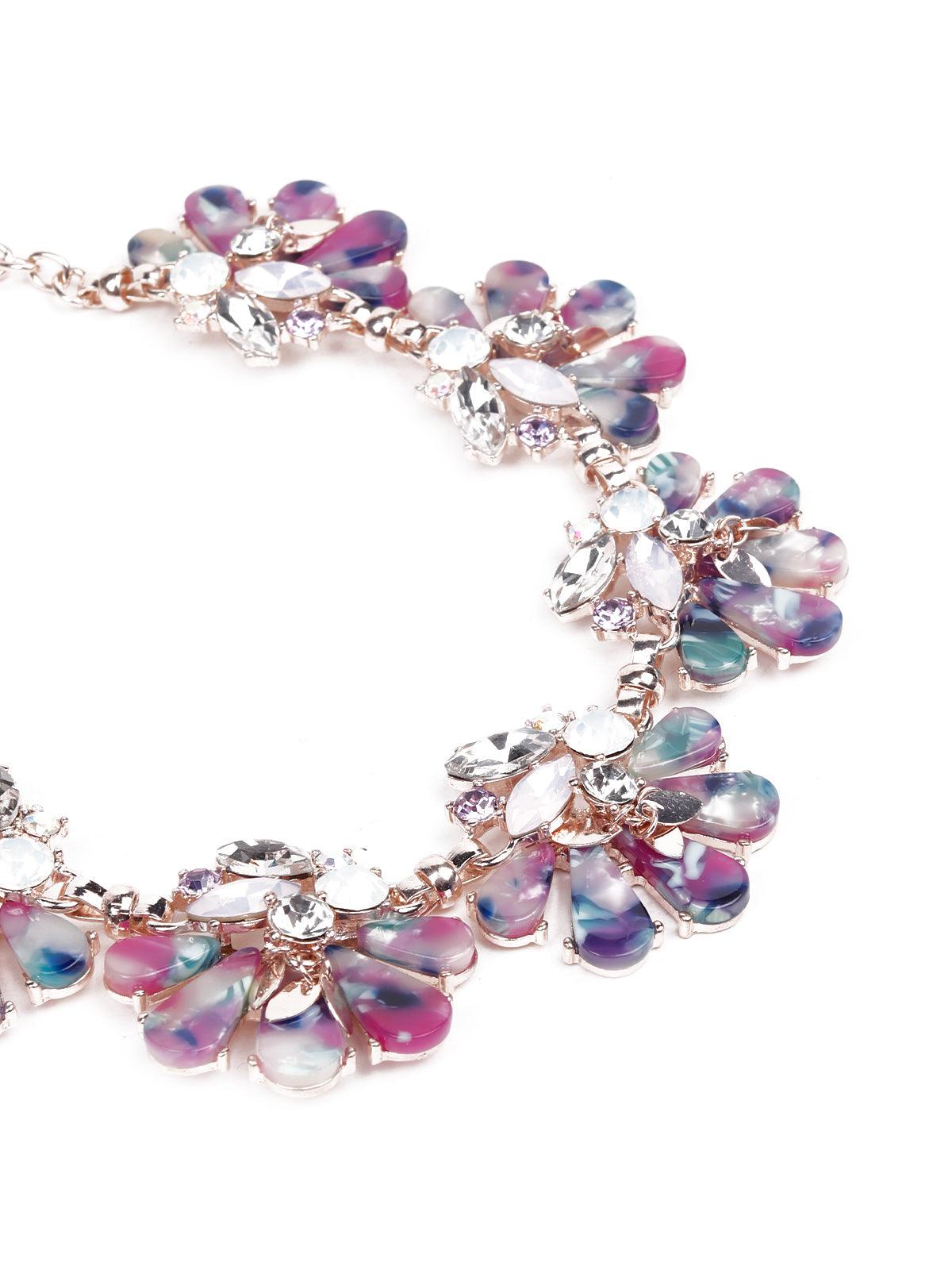 Floral purple statement necklace - Odette