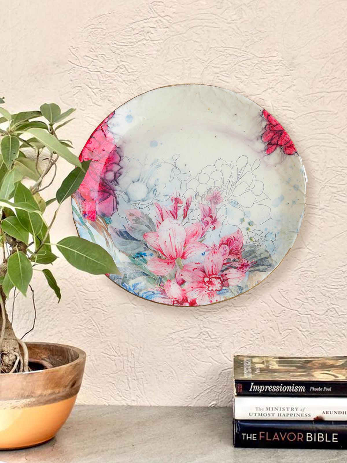 Floral Round Wall Hanging Plate - Odette