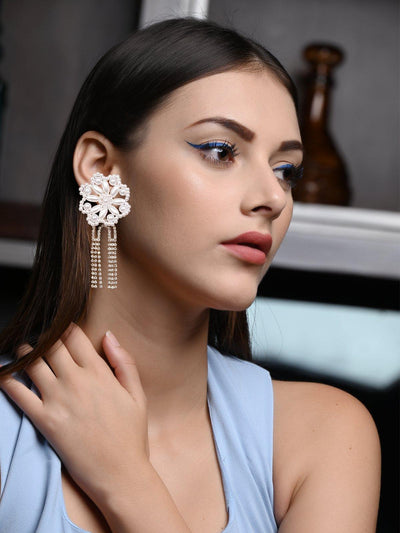 Floral Studded Statement Earrings - Odette