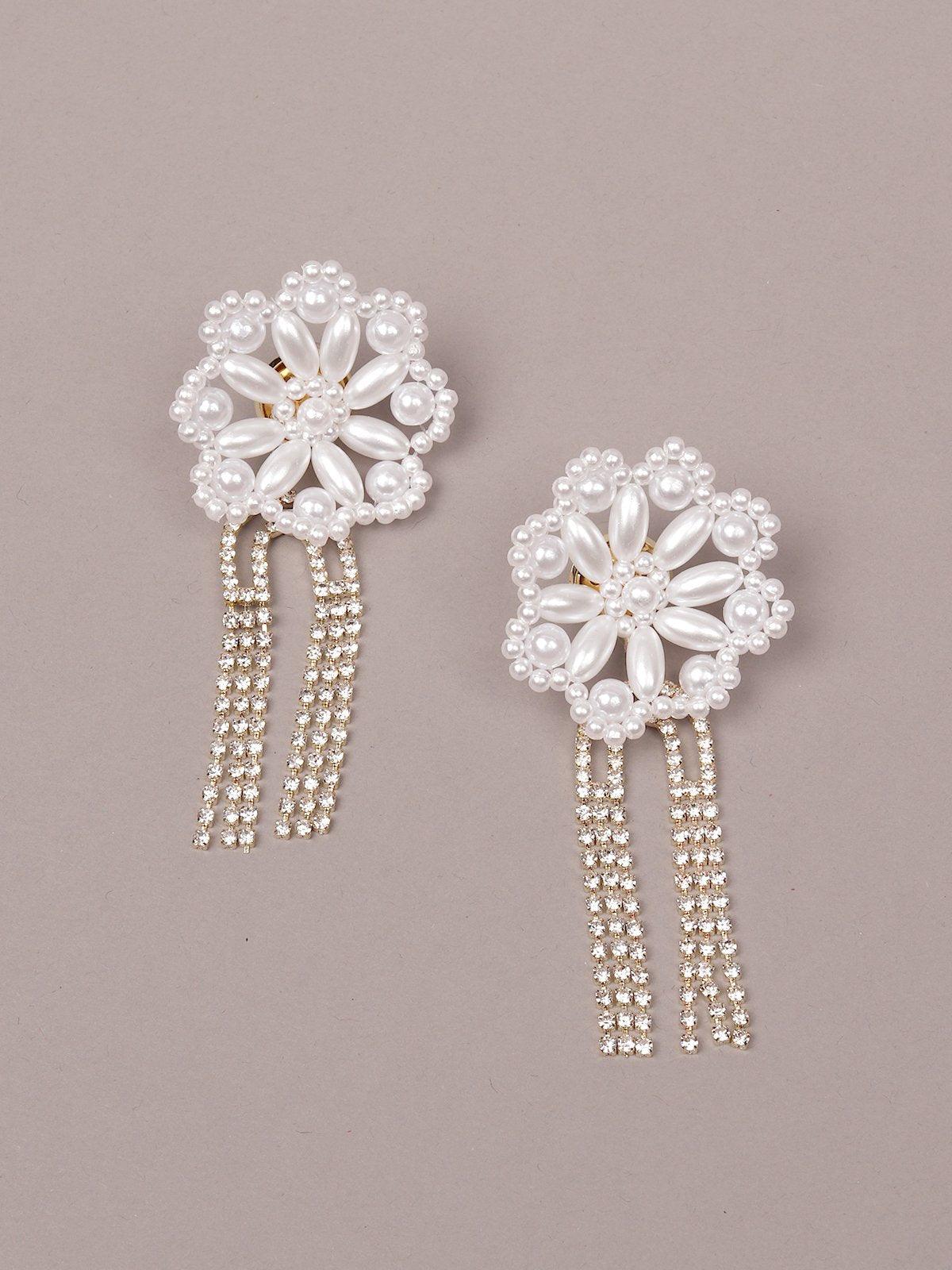 Floral Studded Statement Earrings - Odette