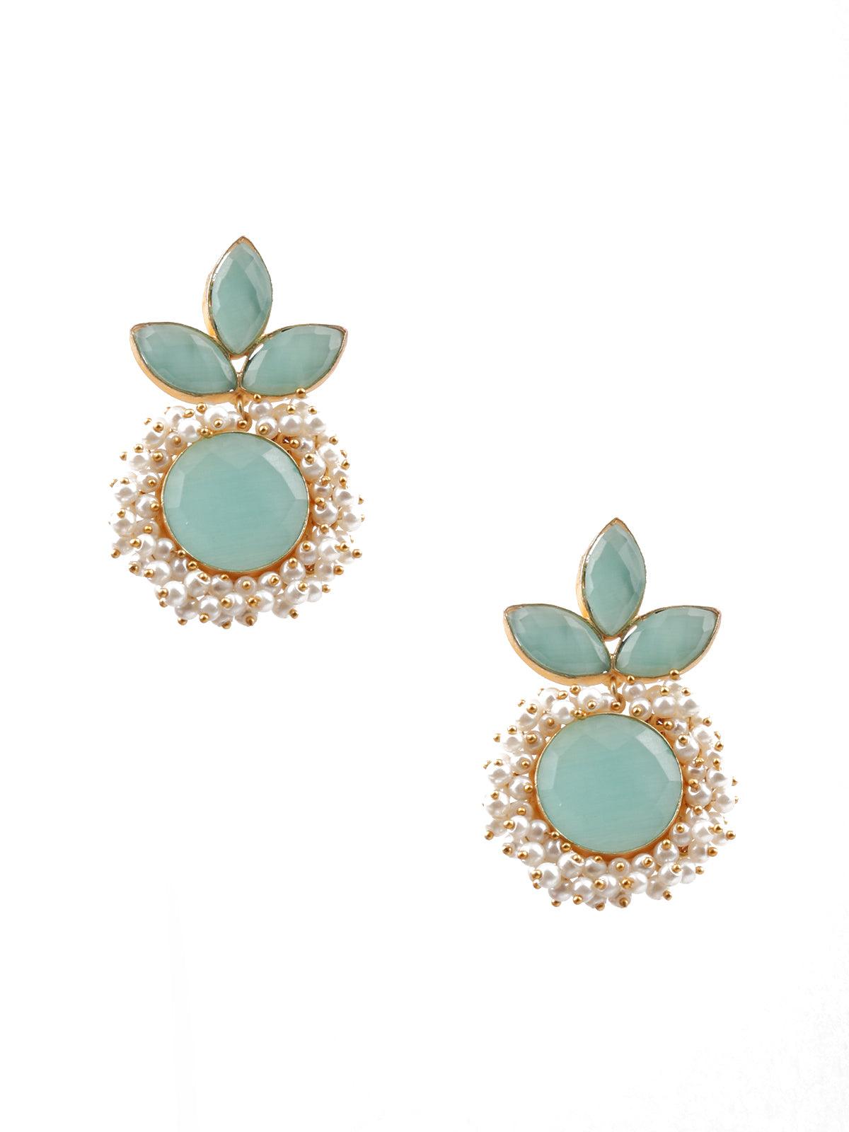 Floral stunning light blue statement earrings - Odette