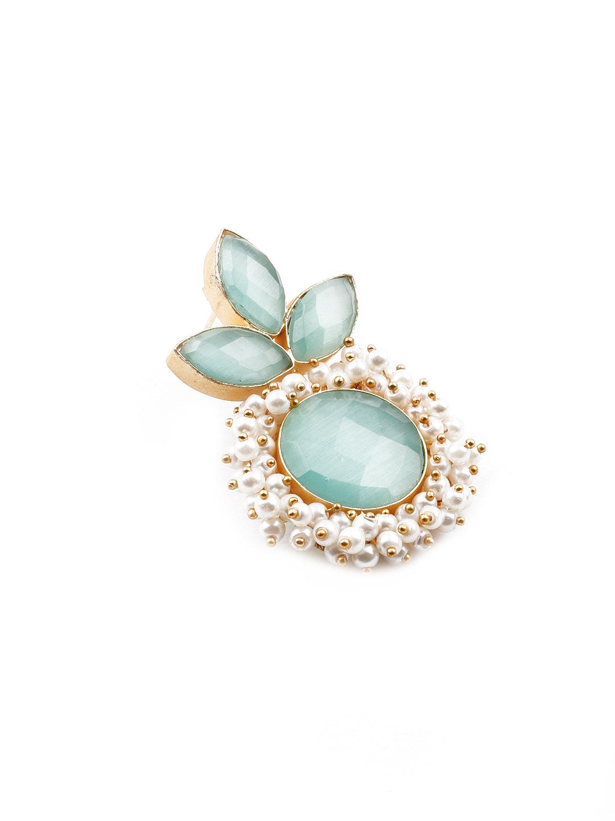 Floral stunning light blue statement earrings - Odette