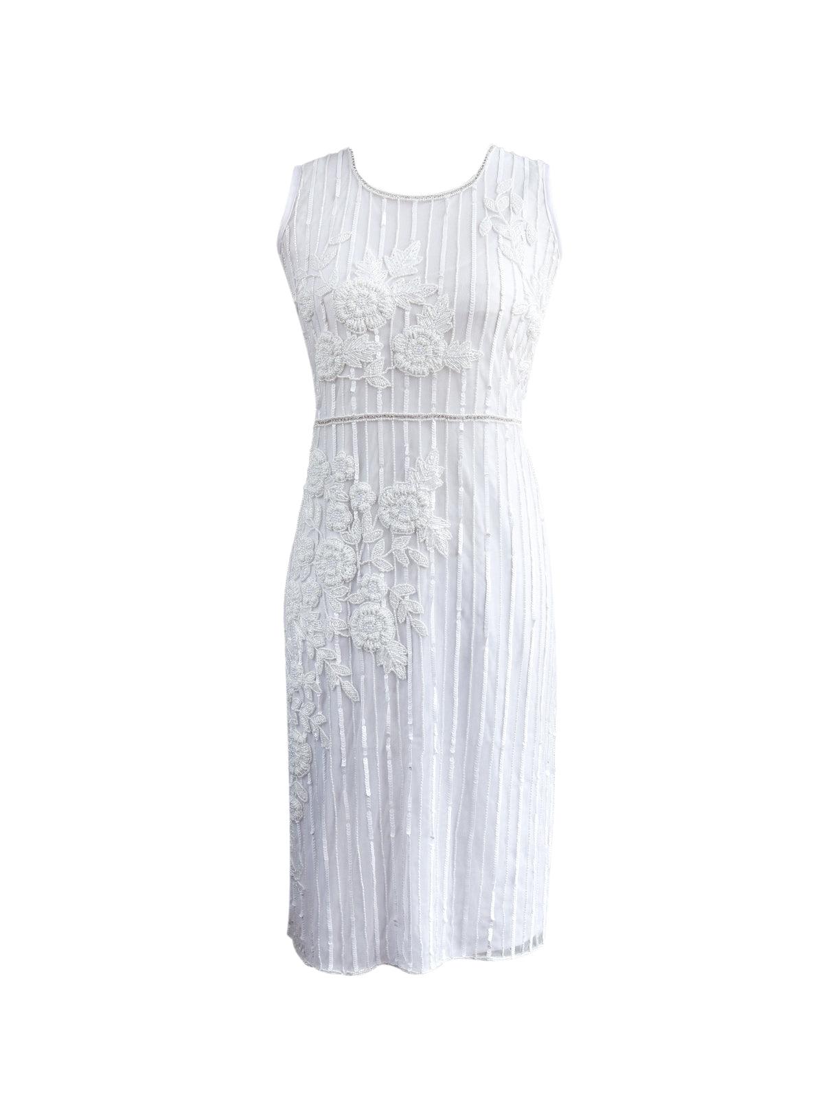 Floral White A line Dress - Odette