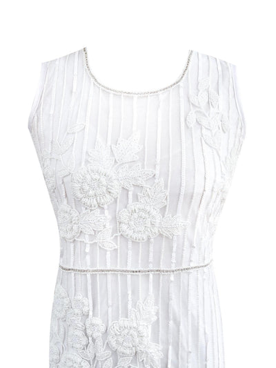 Floral White A line Dress - Odette