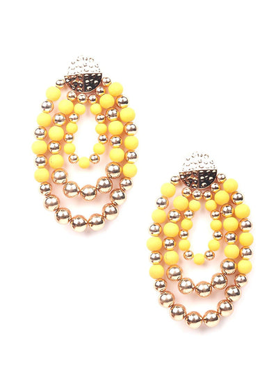Fresh yellow and gold beaded hoop earrings - Odette