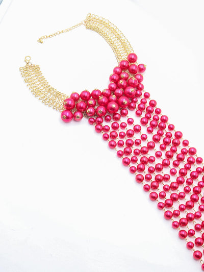 Fuschia Pink Long Neck chain - Odette