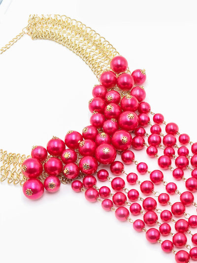 Fuschia Pink Long Neck chain - Odette