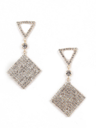 Geometric Shape Silver Dangle Earrings - Odette