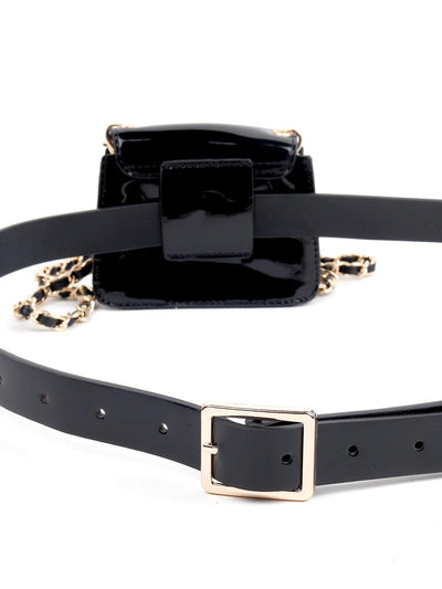 Glossy black signature belt bag - Odette