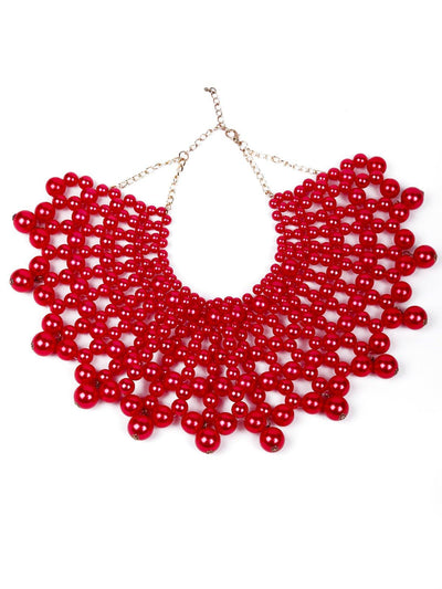 Glossy cherry Pink vibrant collar necklace - Odette