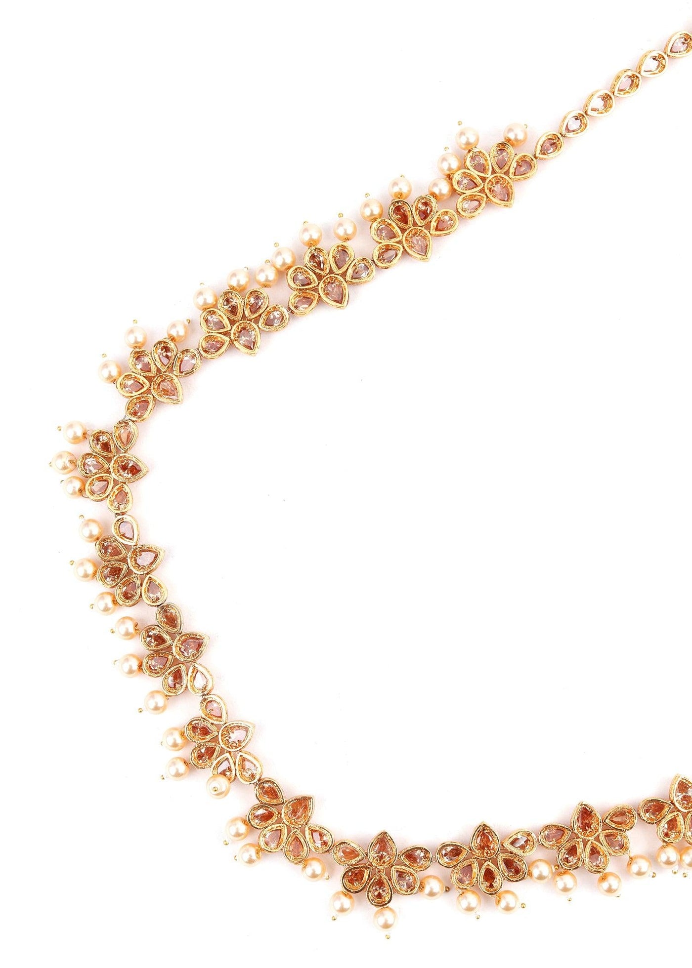 Gold and Pearl Coloured Rhinestone Necklace - Odette
