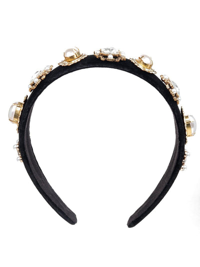 Gold And Silver Crystal Studded Tiara Hairband - Odette