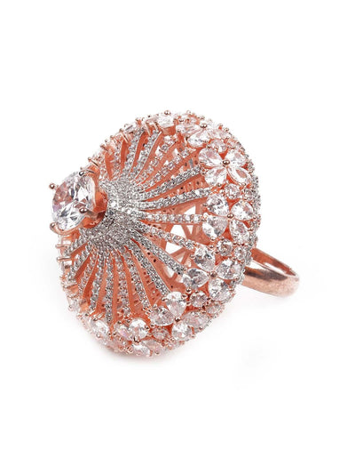 GOLD AND WHITE AUSTRIAN DIAMOND STUDDED RING - Odette