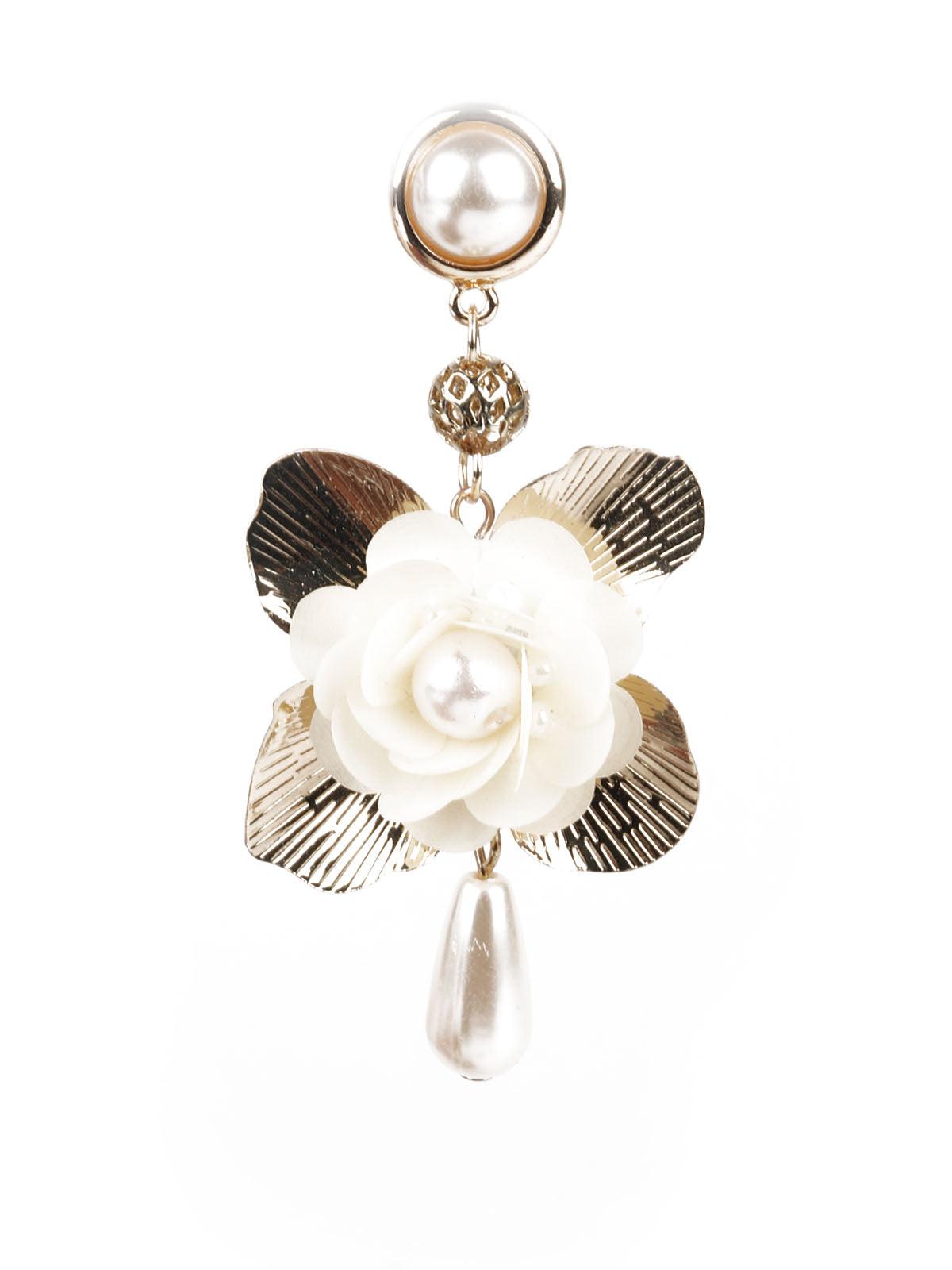 GOLD AND WHITE DANGLE EARRINGS - Odette