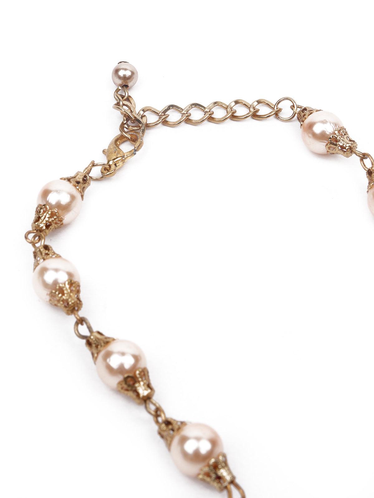 Gold beaded pendant necklace set - Odette