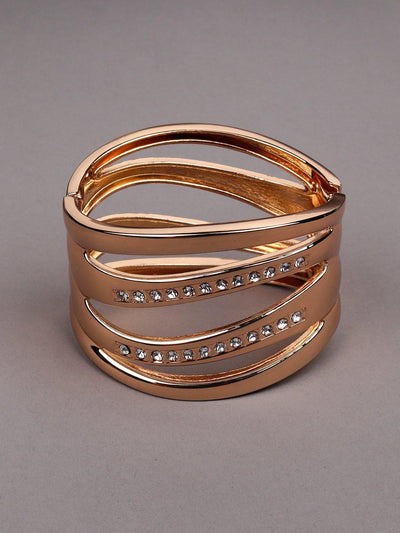 Gold Crystal-Embellished Cuff Bracelet - Odette