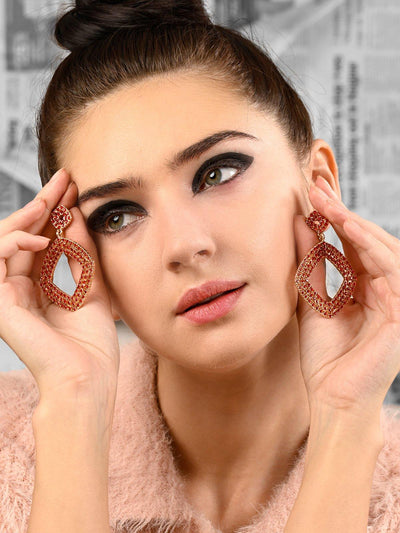 Gold Crystal Embellished Earrings - Odette