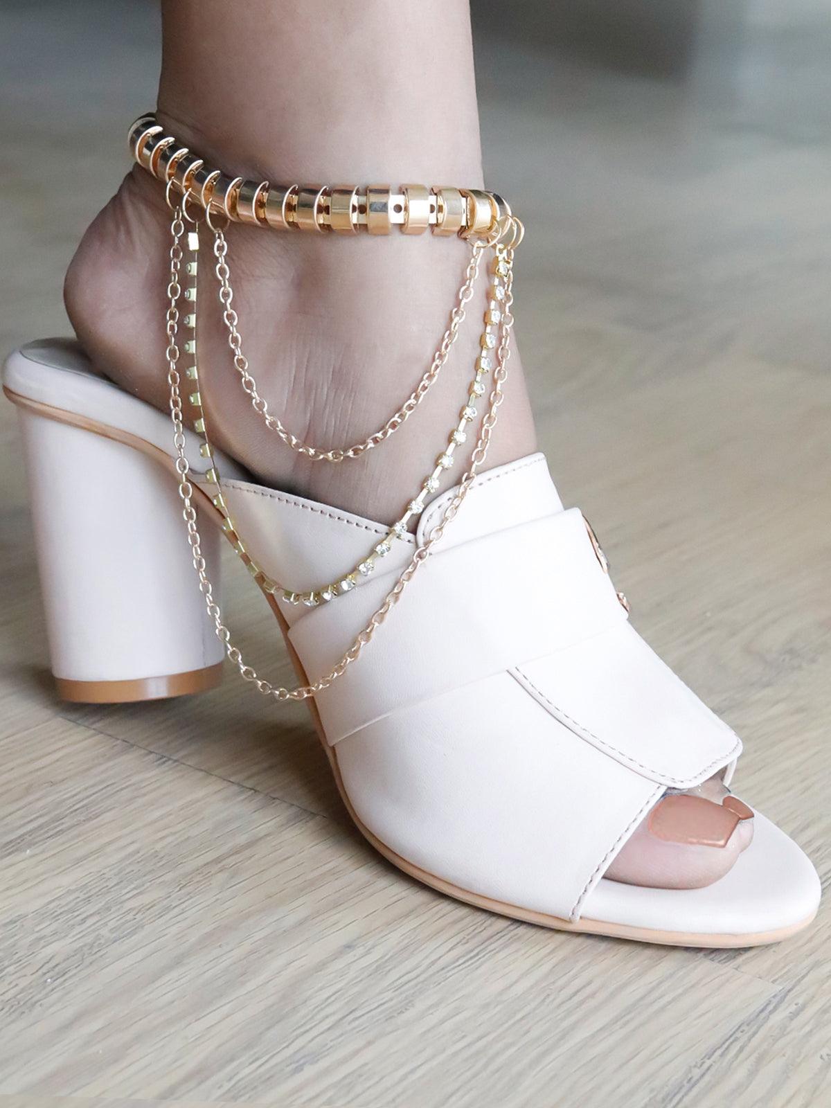 Buy Gold layered ankle chain – Odette