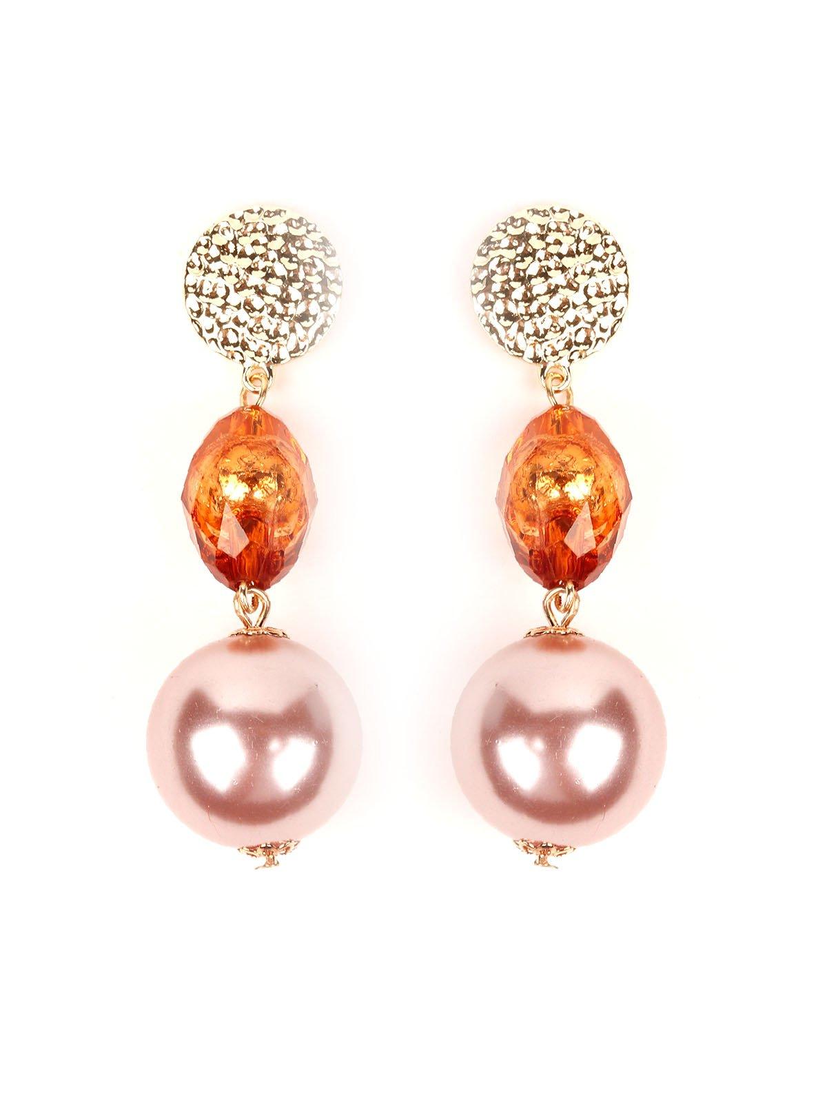 Gold Orange And Rose Gold Drop Earrings - Odette