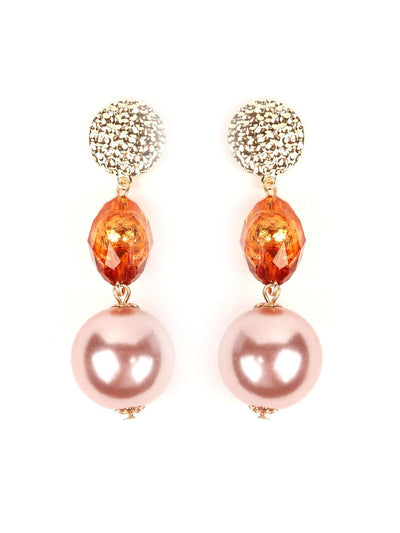 Gold Orange And Rose Gold Drop Earrings - Odette