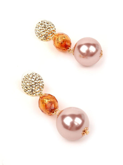 Gold Orange And Rose Gold Drop Earrings - Odette