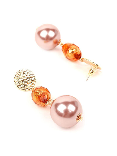 Gold Orange And Rose Gold Drop Earrings - Odette