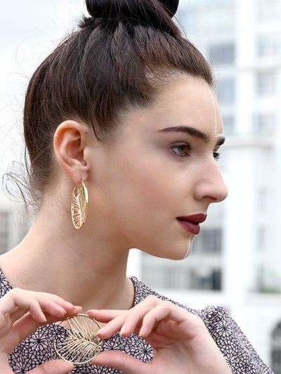 Gold Plated Hoop Statement Earrings - Odette