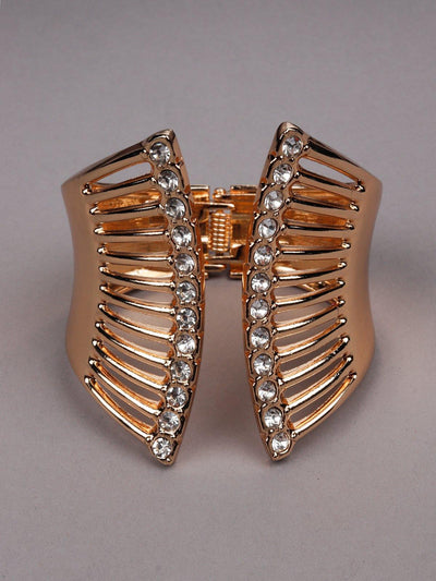 Gold Textured Cz Crystal-Embellished Cuff Bracelet - Odette