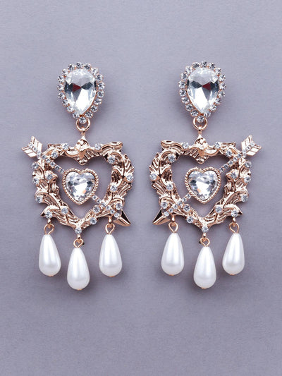 Gold textured drop earrings - Odette