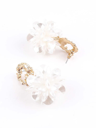 Gold textured floral earrings for women - Odette