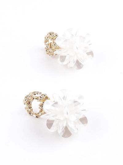Gold textured floral earrings for women - Odette