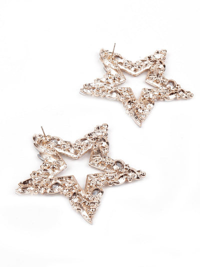 Gold textured star-shaped earrings - Odette