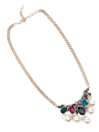 Gold tome chain with multicoloured stones embellishments - Odette