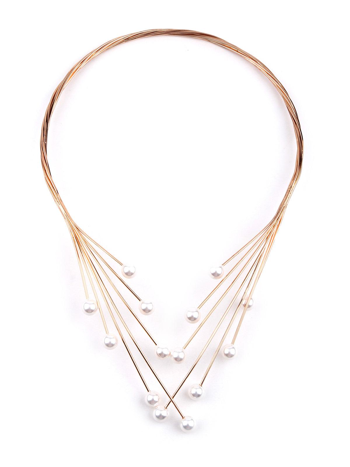 Gold-tone artificial pearl embellished necklace - Odette