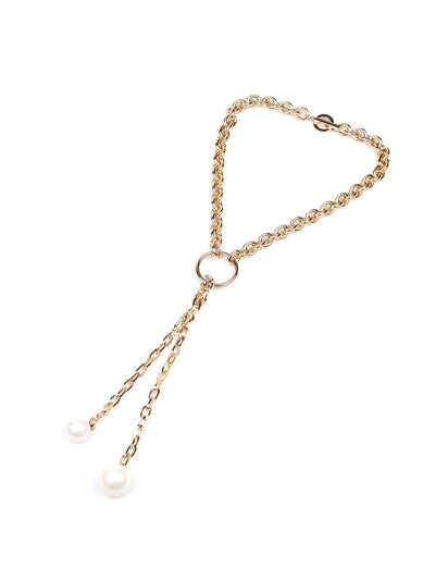 Gold-tone chain patterned necklace for women - Odette