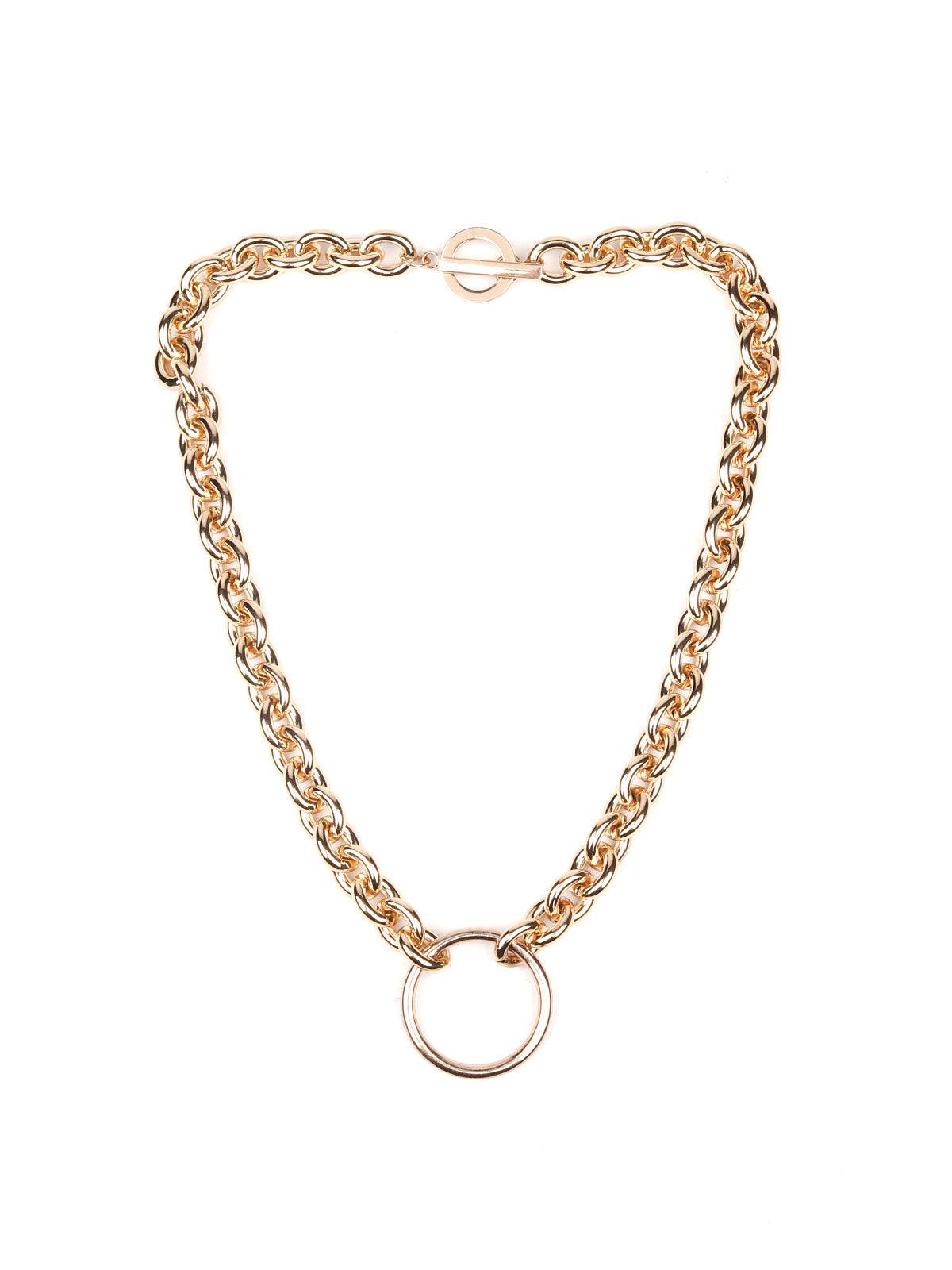 Gold-tone chain patterned necklace for women - Odette