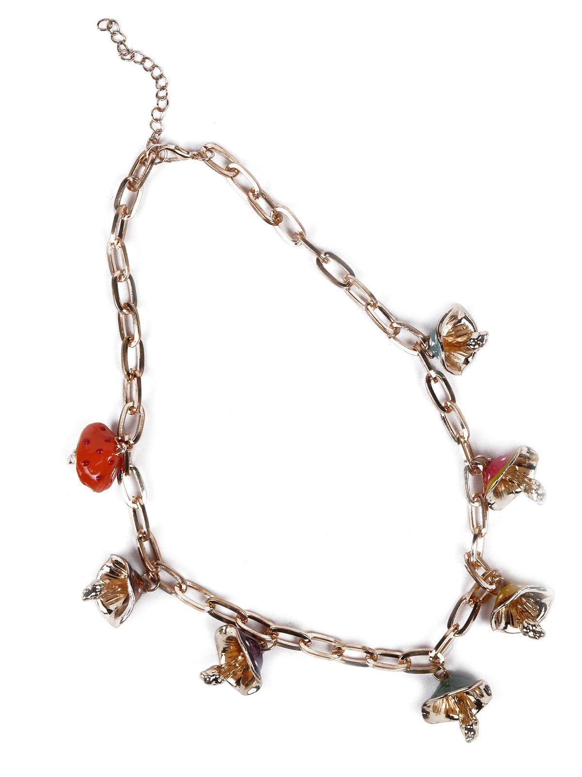 Gold-tone chained necklace embellished with charms - Odette