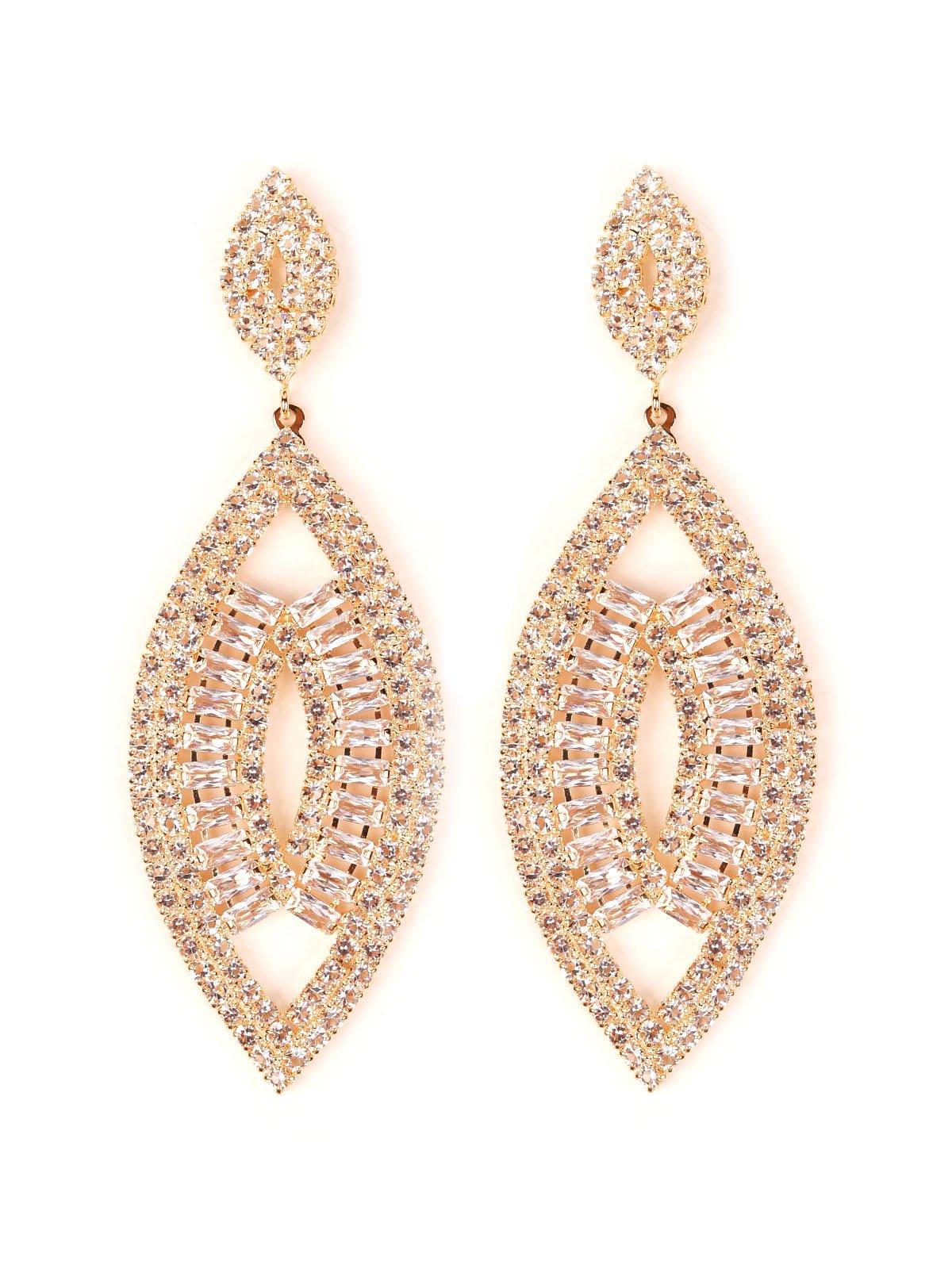 Gold-tone crystal drop elegant earrings - Odette