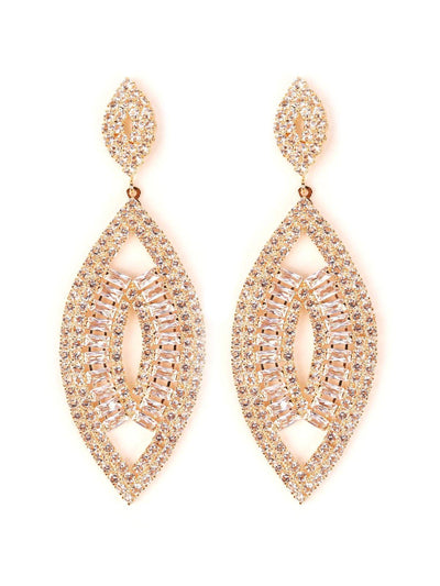 Gold-tone crystal drop elegant earrings - Odette