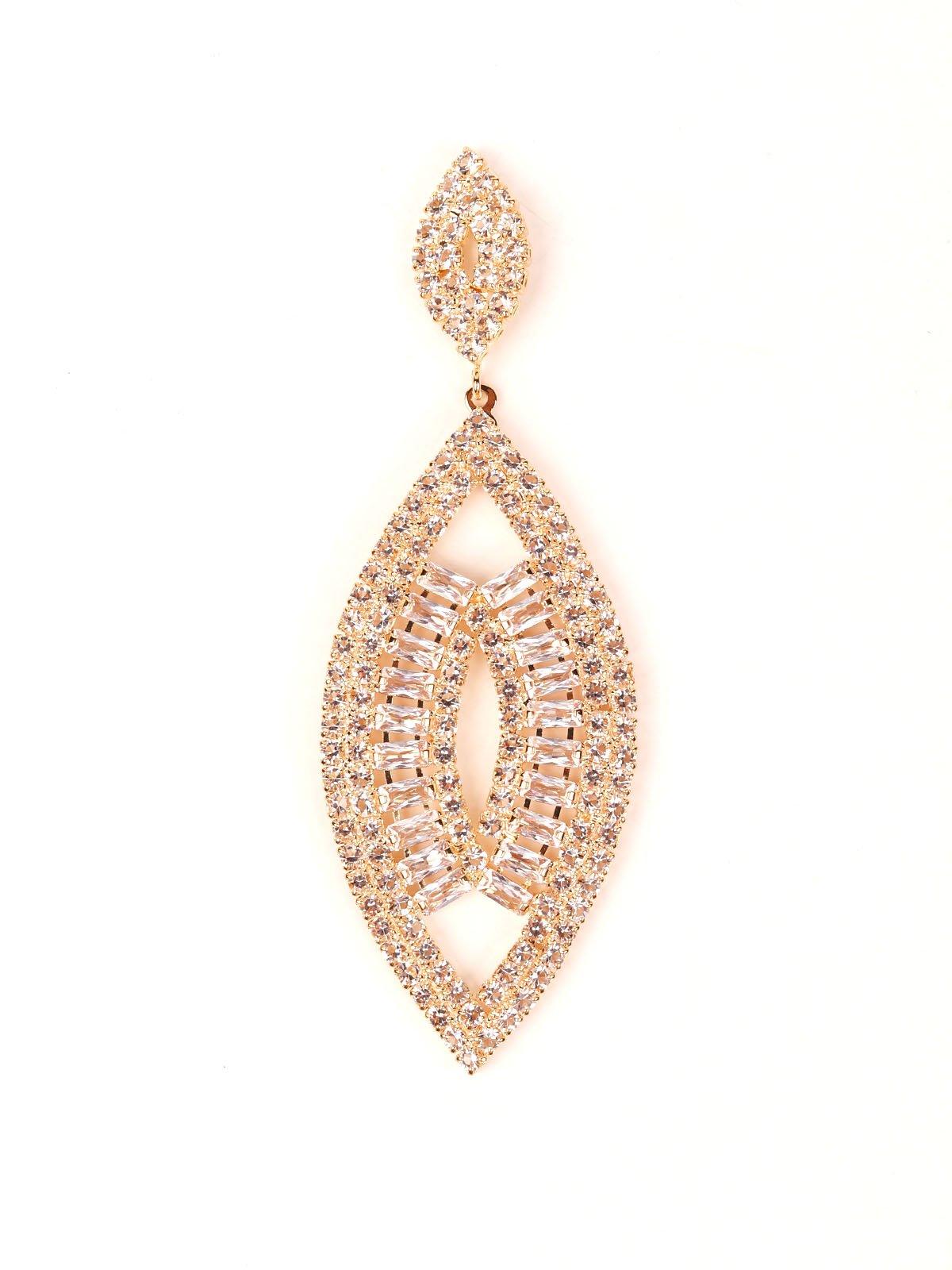 Gold-tone crystal drop elegant earrings - Odette