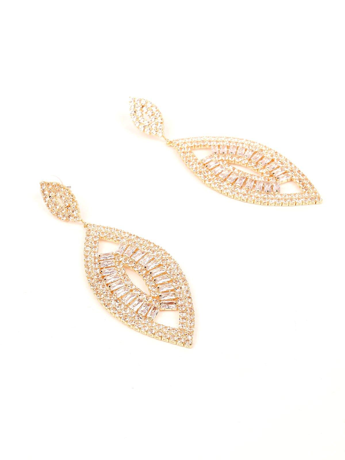 Gold-tone crystal drop elegant earrings - Odette