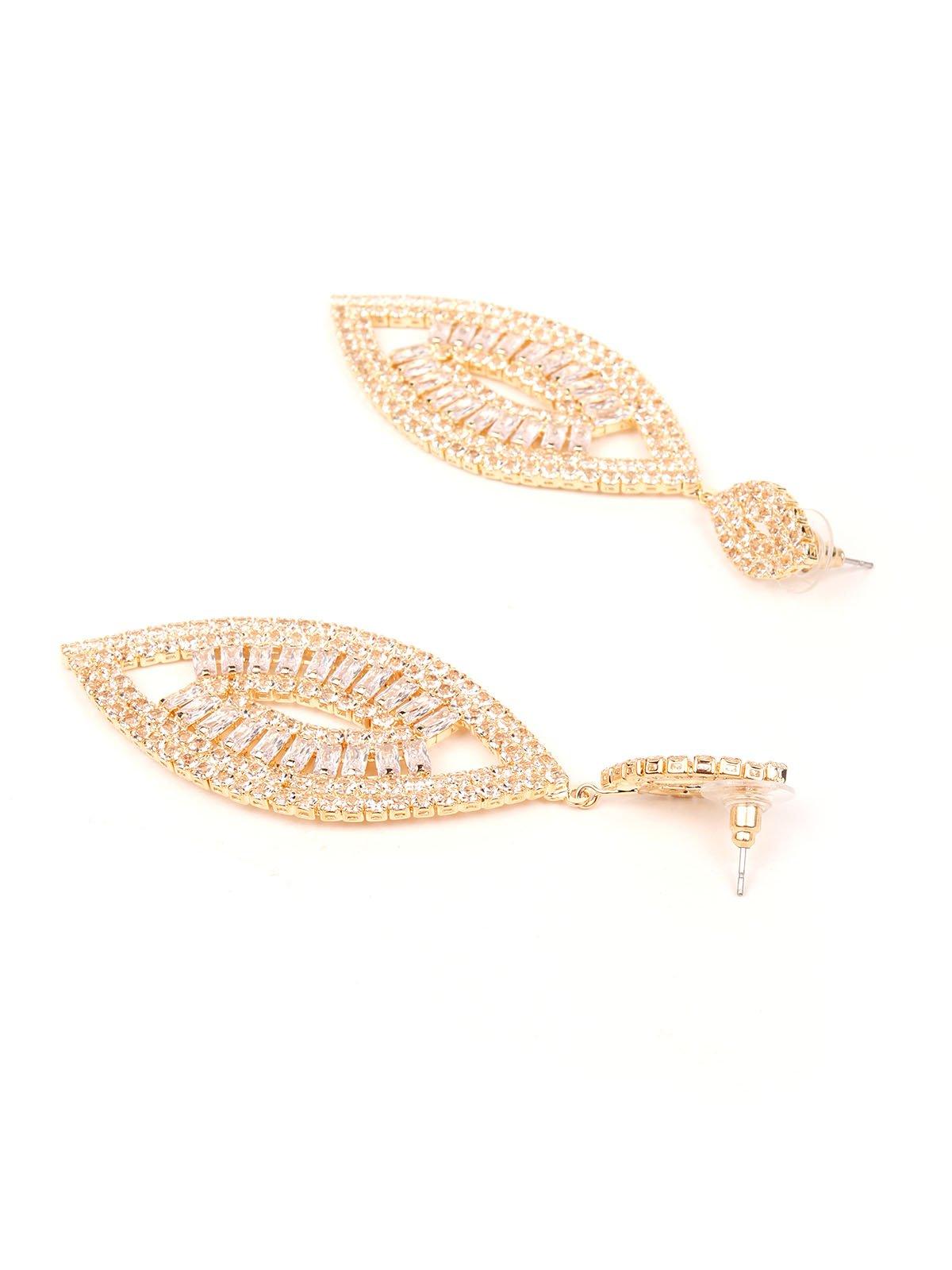 Gold-tone crystal drop elegant earrings - Odette