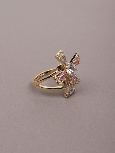 Gold-Tone Crystal Finger Ring - Odette